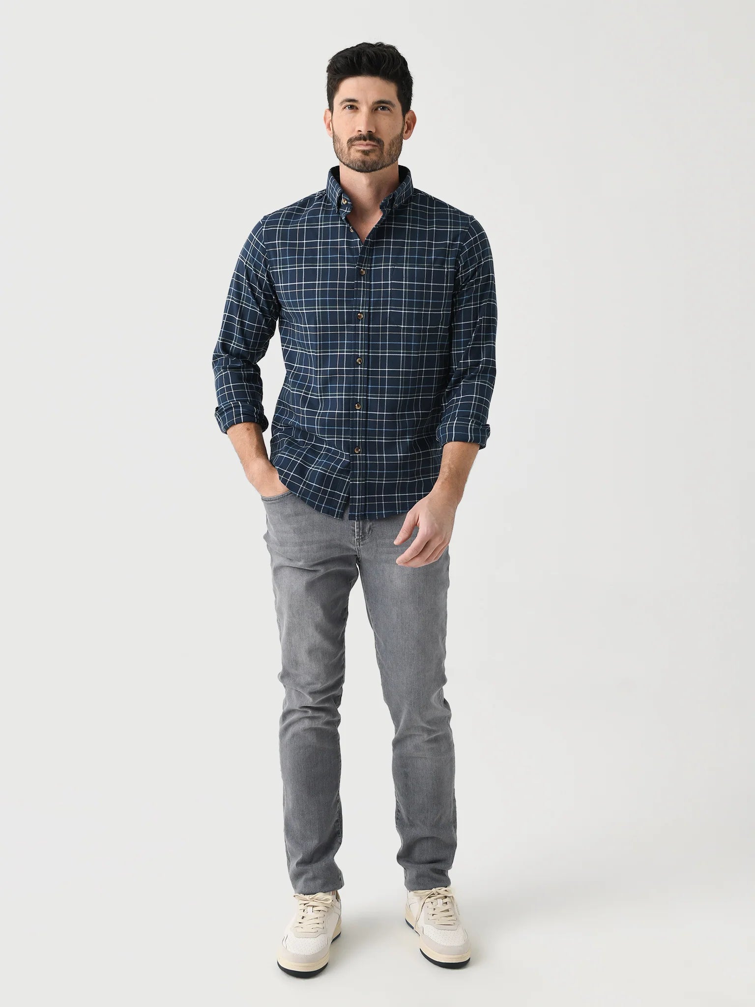 Navy Andrew Plaid City Flannel Twill