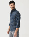 Navy Andrew Plaid City Flannel Twill