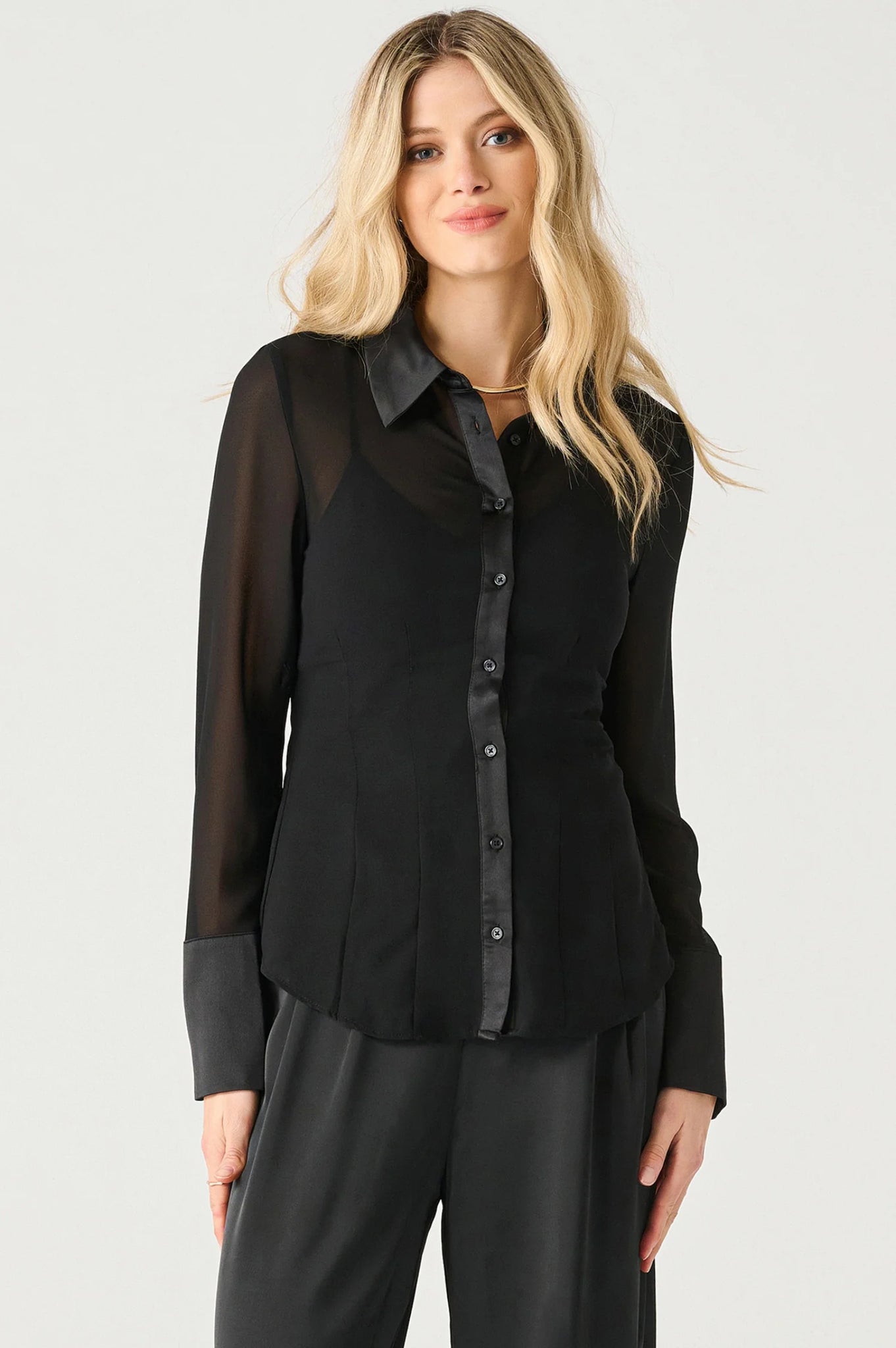 Black Button Up Chloe Blouse