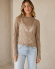 Ash Mauve Jacquard Fishnet Layering Top