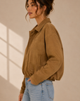 Camel Faux Suede Bubble Jacket
