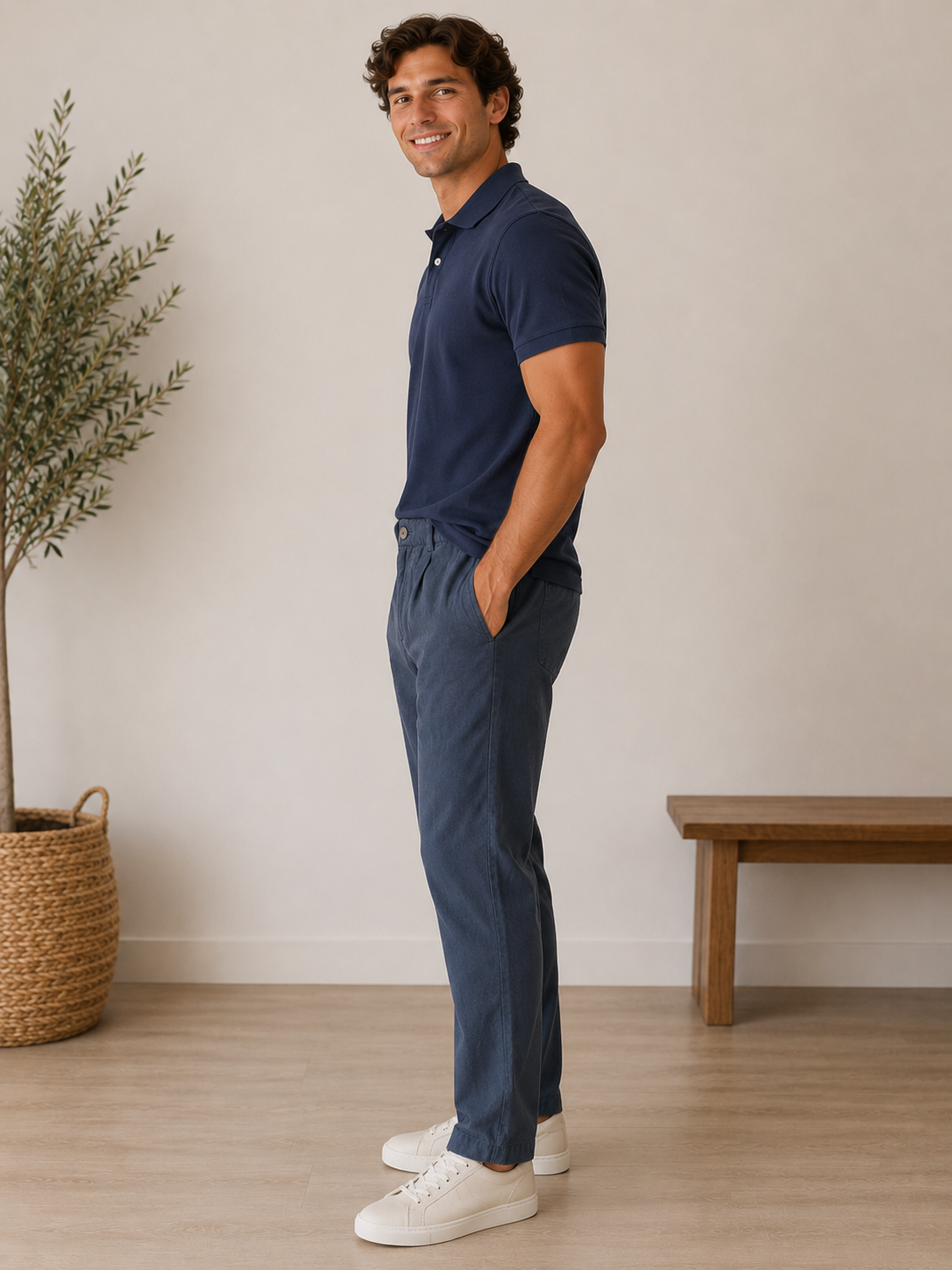 Navy Laguna Linen Chino Pant
