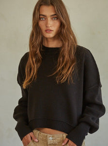 Black Demi Cropped Sweater