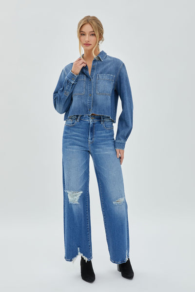 Crop Denim Overshirt