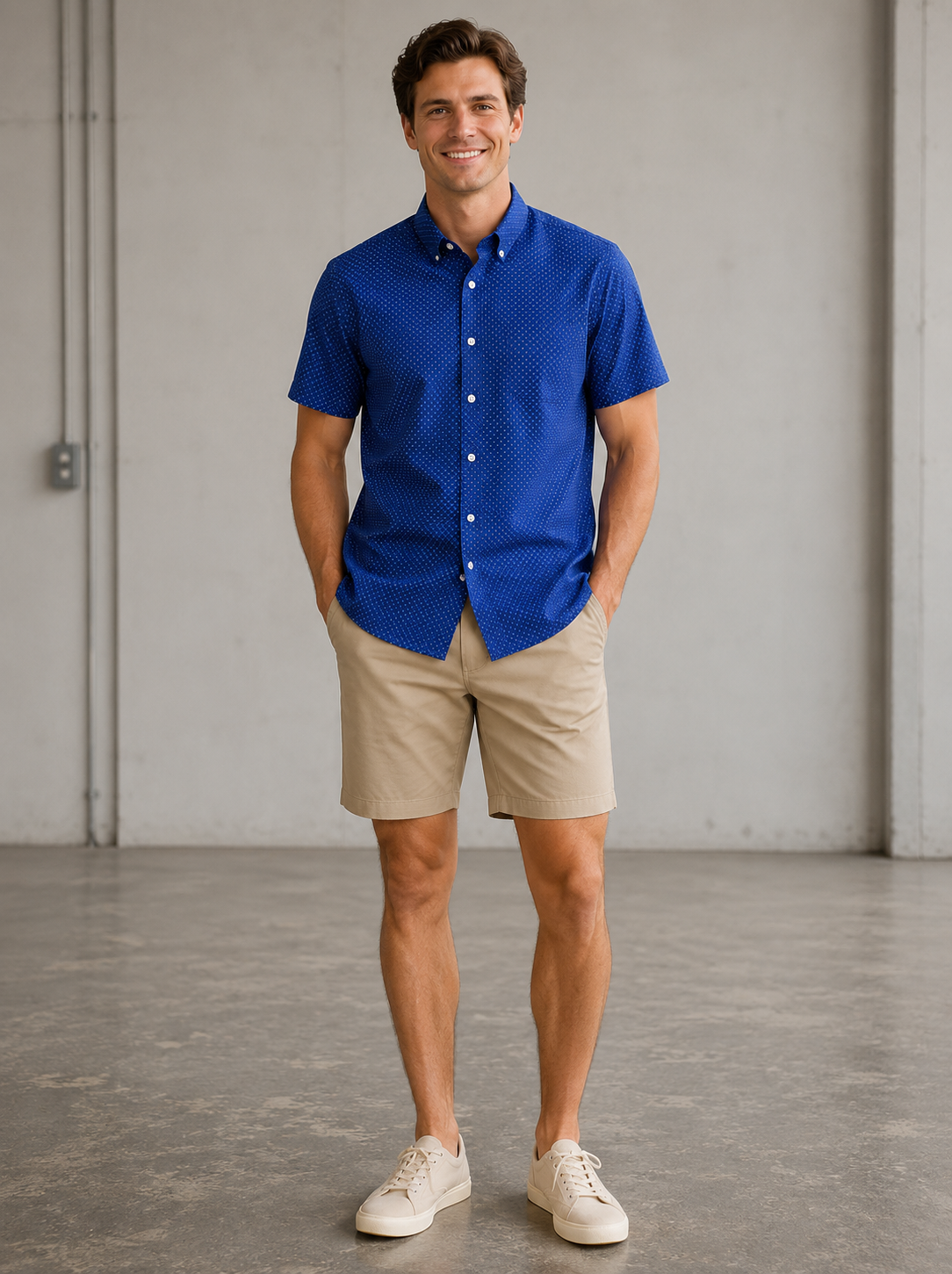 Cobalt Dot Halyard SS Dress Shirt