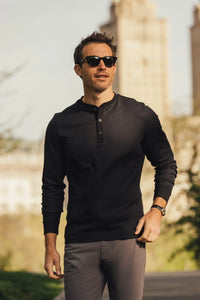 Black Solid Henderson ls Henley