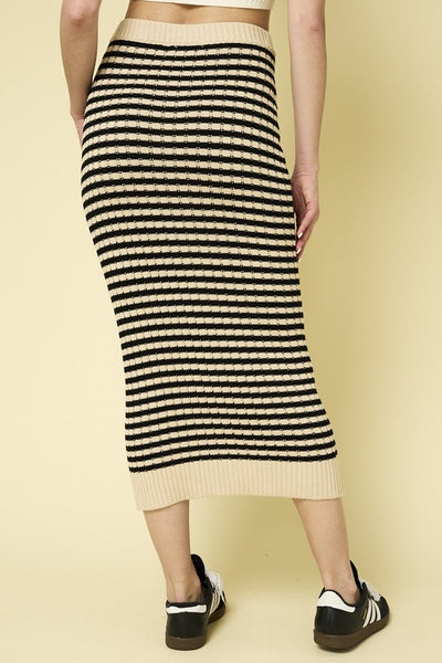 Cream & Black Stripe Joyce Skirt