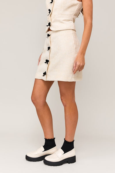 White Jillian Bow Mini Skirt