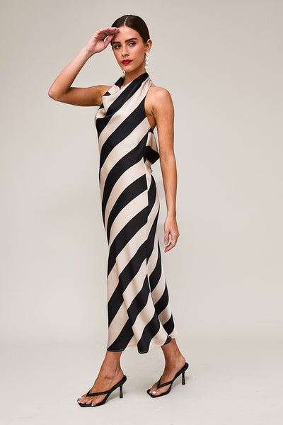 Taupe & Black Stripe Kelli Dress