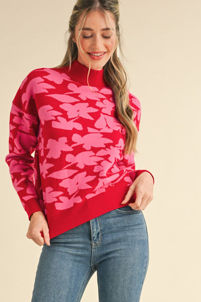 Red & Pink Floral Stacey Sweater