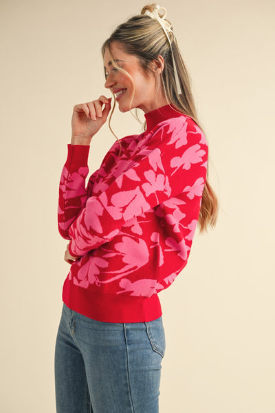 Red & Pink Floral Stacey Sweater