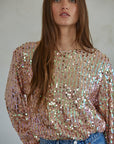 Mauve Multi High Neck Sequin Top