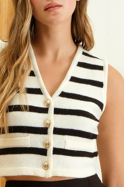 Ivory Stripe Monique Vest