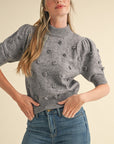 Charcoal Grey Rosette Top