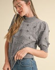 Charcoal Grey Rosette Top