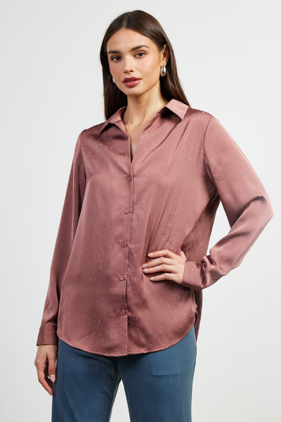 Mauve Hot Fix Button Up