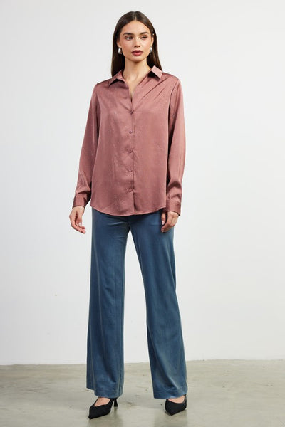 Mauve Hot Fix Button Up