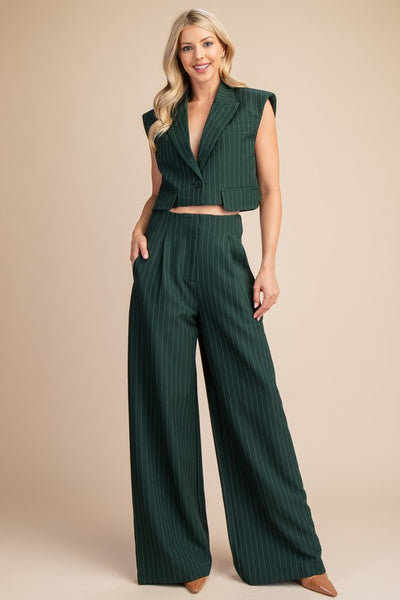 Hunter Green Vera Cropped Vest