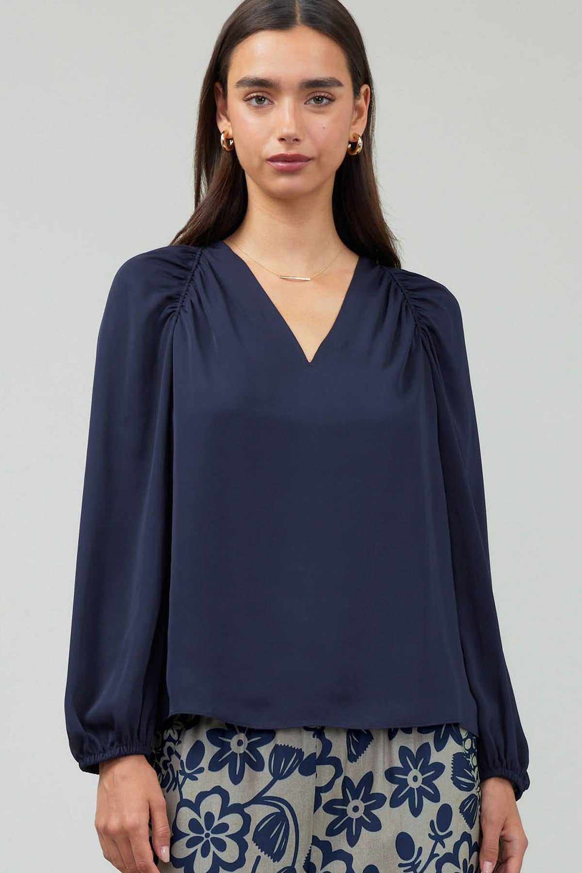 Dark Navy Elegant Blouse