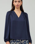 Dark Navy Elegant Blouse