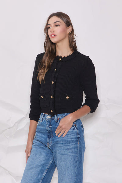 Black Tassel Effect Cardigan