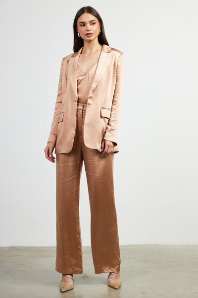 Almond Isabella Satin Blazer