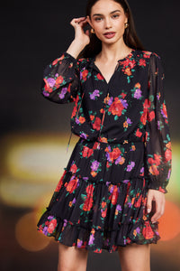 Floral Eclipse Ruffle Mini Dress