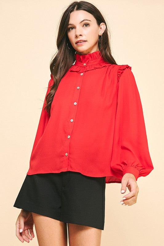 Red Layla Button Up