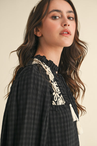 Black Embroidered Patricia Top