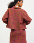 Plum-Camel Lyra Tweed Mini Skirt