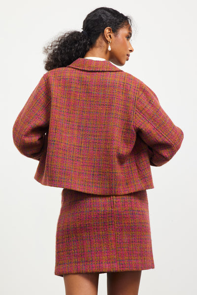 Plum-Camel Lyra Tweed Mini Skirt