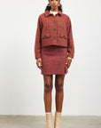 Plum-Camel Lyra Tweed Mini Skirt