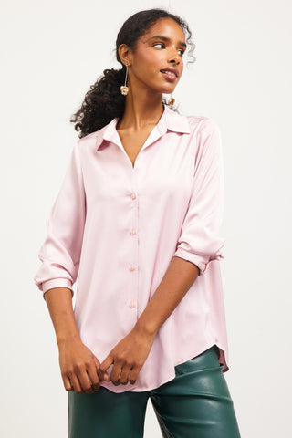 Dusty Pink Harper Satin Blouse