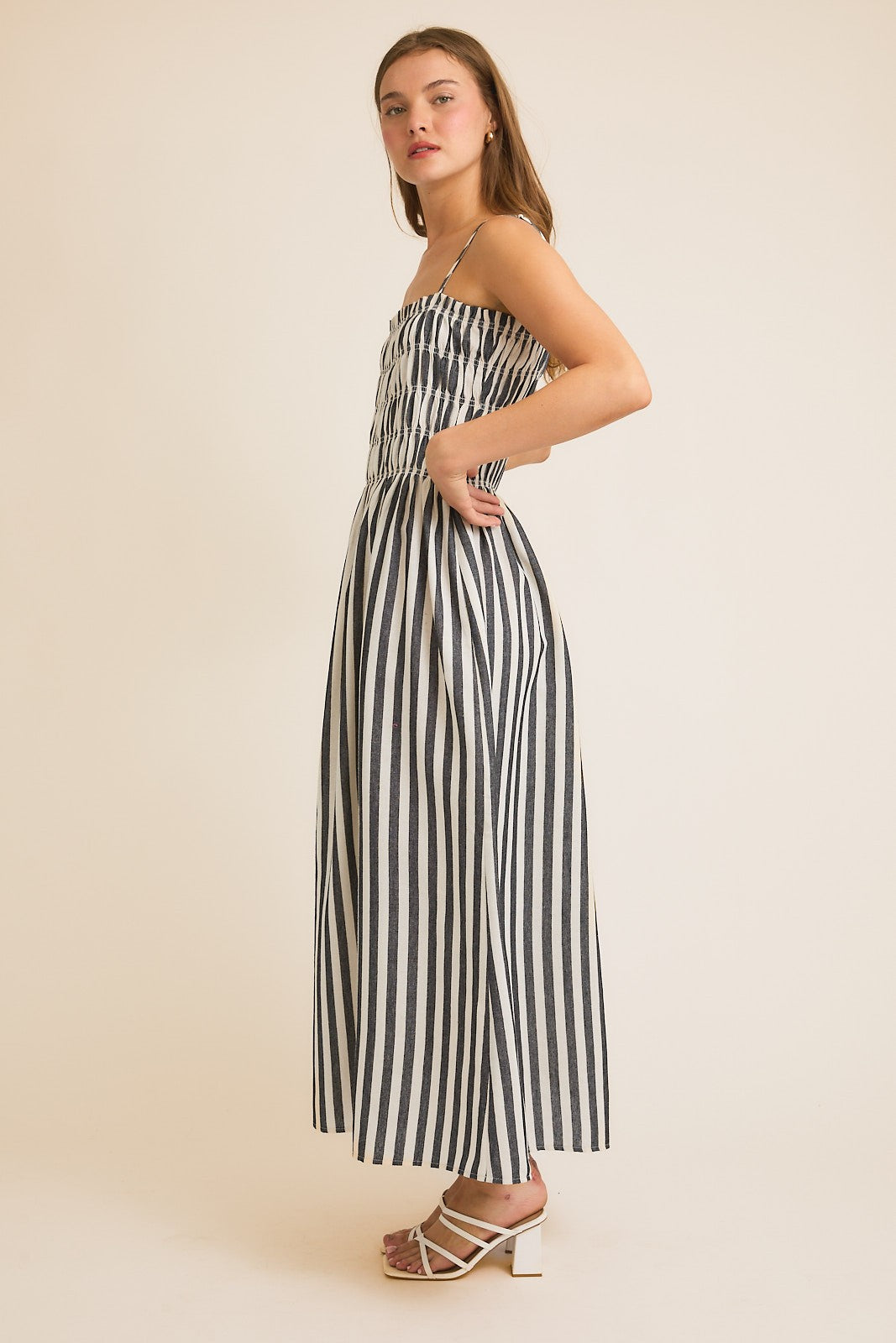 Cream &amp; Black Stripe Maxine Dress