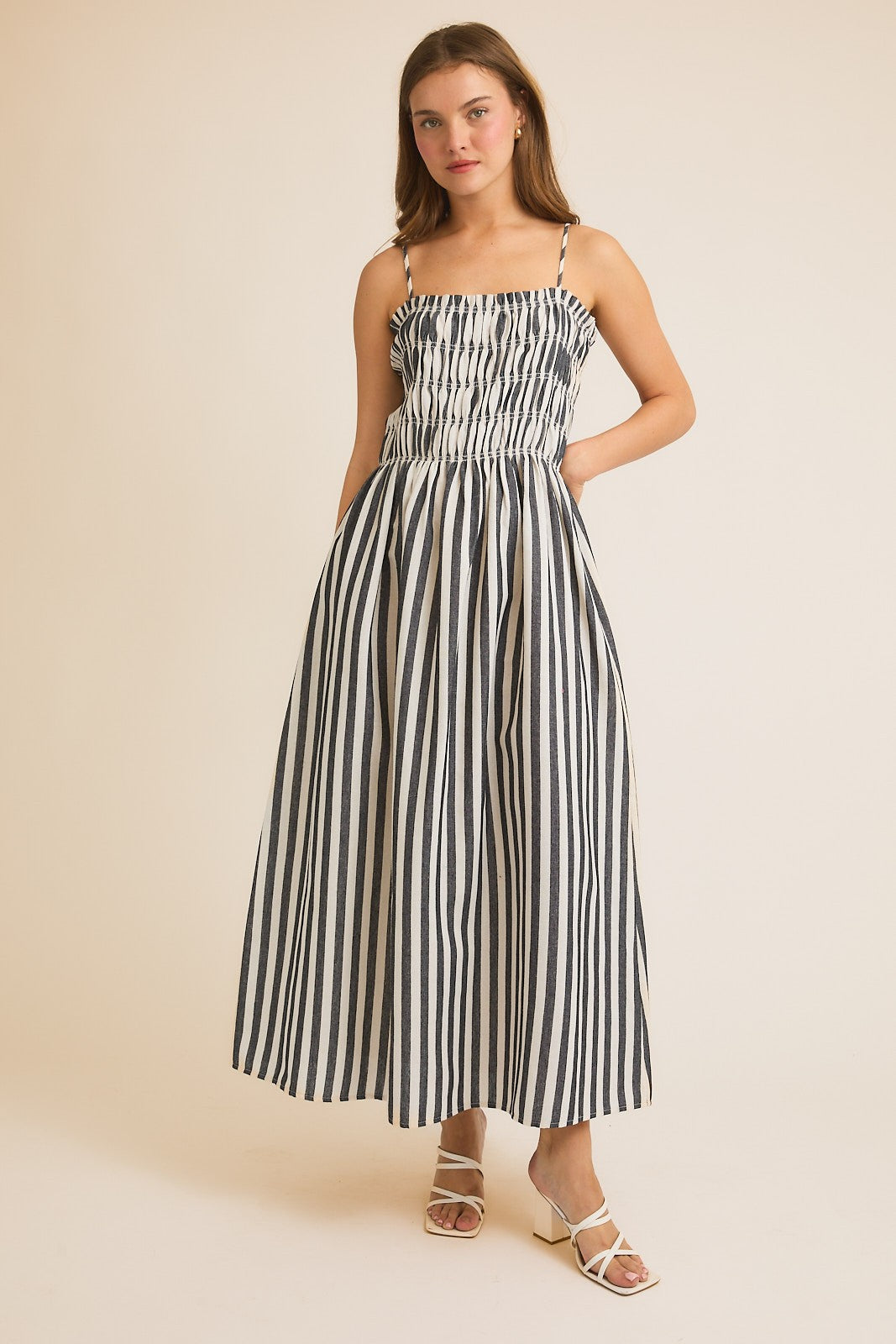 Cream &amp; Black Stripe Maxine Dress