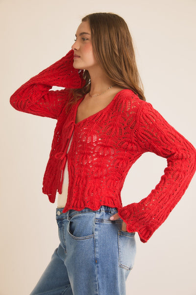 Berry Fiona Open Knit Cardigan