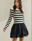 Ivory & Black Stripe Adria Dress