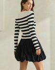 Ivory & Black Stripe Adria Dress