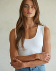 Cream Scoop Neck Tank