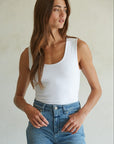 Cream Scoop Neck Tank