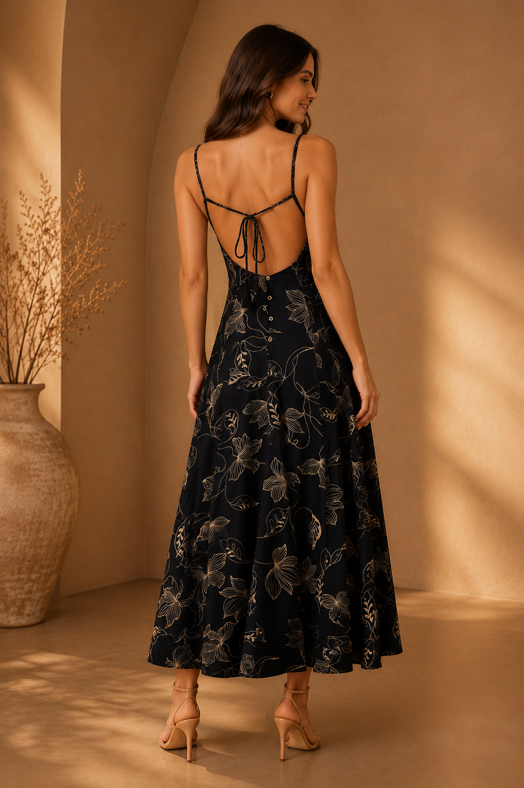 Black Open Back Maxi Dress