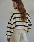 Natural Black  Rowan Striped Sweater Top