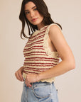 White & Red Striped Megan Vest