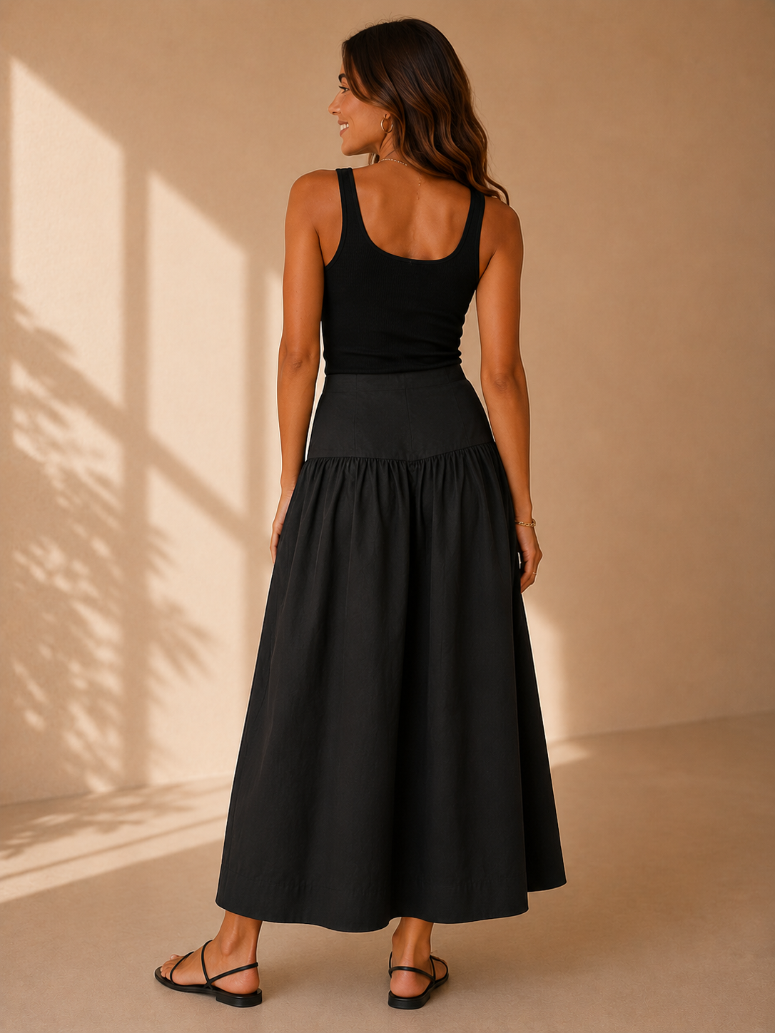 Black Matter of Time Poplin Skirt