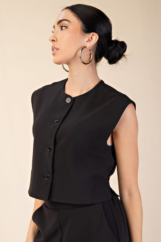 Black Buttoned Vest