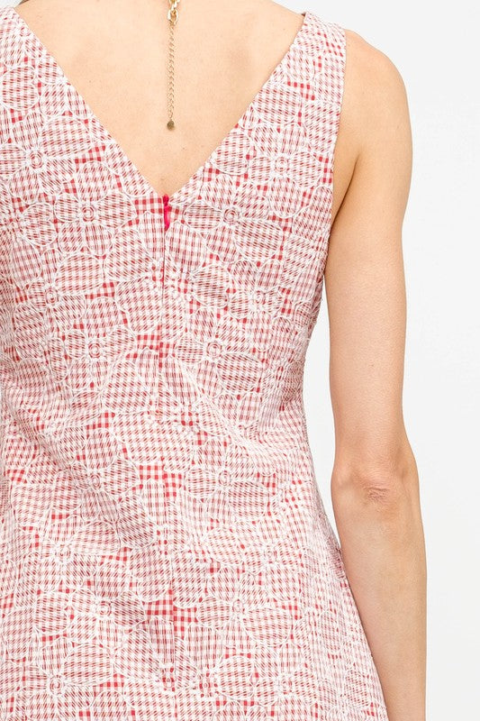 Red Carmine Gingham Dress