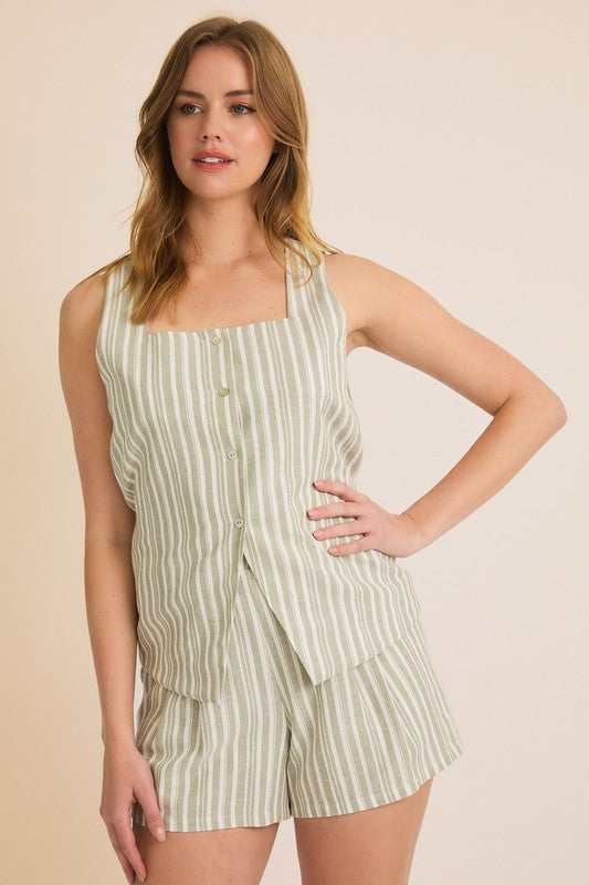 Sage &amp; White Stripe Clara Top