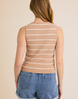 Taupe & White Stripe Corey Tank