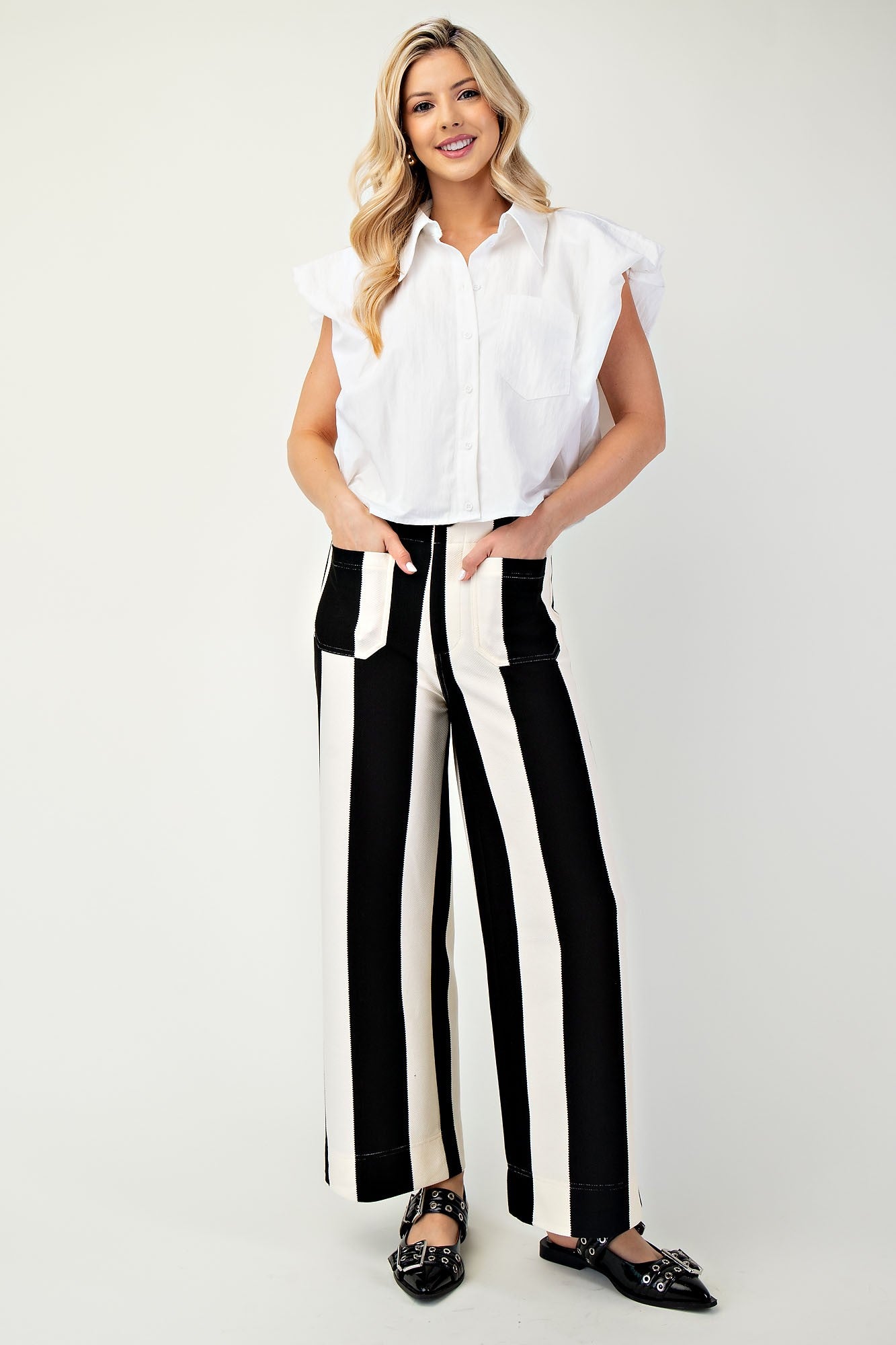 Black Colette Cropped Wide Leg Pants