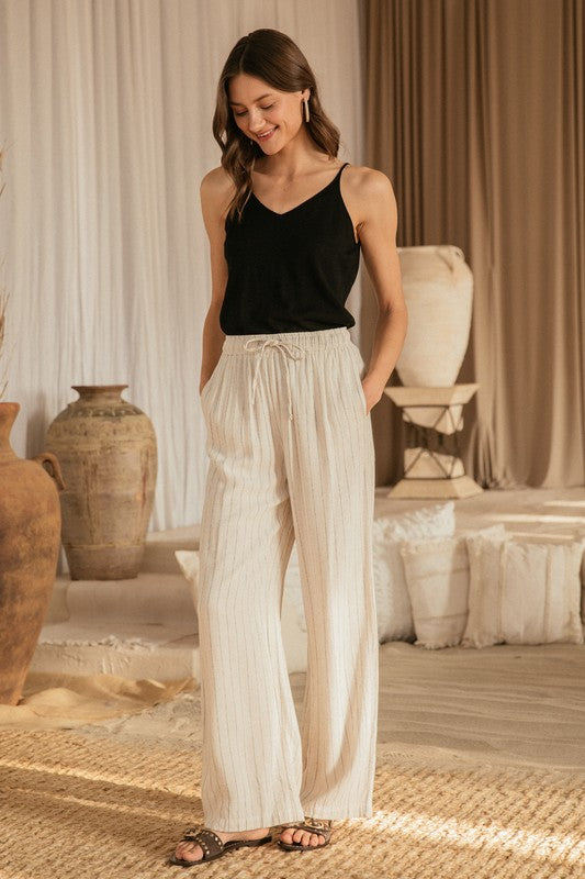 Natural &amp; Black Stripe Brianne Pants